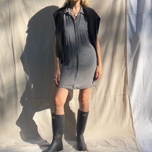 Vintage Y2K Gingham Mini Shirt Dress
